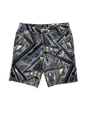 Jackson Shorts Mens 30 Black Tribal Geometric Print Chino Cotton Casual Summer